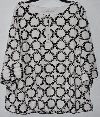 Blusa Camisa Chicos Dobladillo Burbuja Talla 4/XXL Anillos Abstractos Forrada Blanca Nueva con Etiqueta Foto 1 de 4