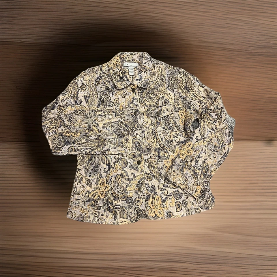 Chaqueta elástica analogía cachemira para mujer talla grande botón delantero multicolor boho Foto 1 de 4