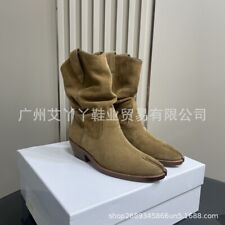 Bottega Veneta Women Mid-calf Boots Leather Western Block Chunky Retro Casual