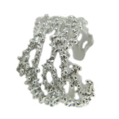 Anello argento lavorazione grani tipo sarda forma ramo corallo MISURA REGOLABILE - Immagine 1 di 2