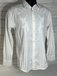 ROAR IMPULSE camicia manica lunga con bottoni uomo taglia GRANDE ricamata bianca - Foto 1 di 21