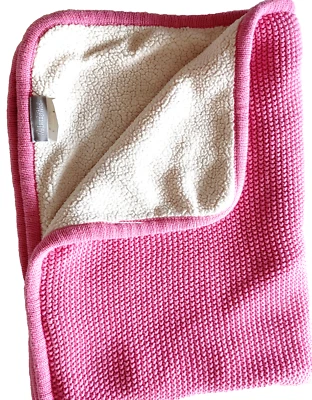 Land of Nod Baby Knit Fleece Pink Blanket Thick Cover Warm 2 Side Crate & Barrel - Image 1 of 4
