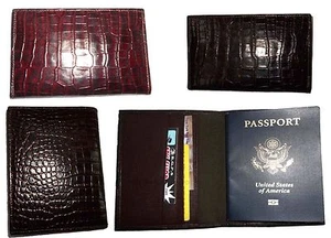 Lote de 4 nuevas fundas de pasaporte de cuero impresas con piel de cocodrilo, funda de pasaporte marrón - Imagen 1 de 12