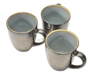 Lot of 3 Gourmet Basics Anastasia Coffee Cups Brass Design Rugged Units - Picture 1 of 5