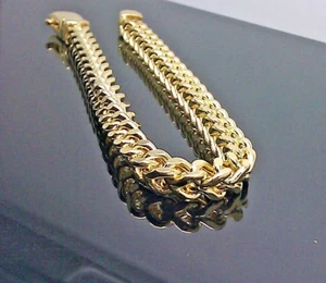 10k Yellow Gold Franco Bracelet 7mm 9" Inch lobster lock Real 10kt For Men's - Picture 1 of 4