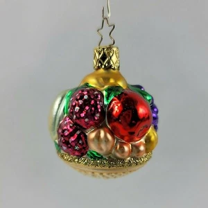 Cesta de frutas Cosecha Adorno de Navidad, Vidrio Soplado Estrella Top Inge Glass Alemania - Imagen 1 de 6