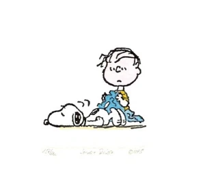 SNOOPY AND LINUS PAINTED LTD ED ETCHING - Picture 1 of 1