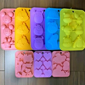 DAISO Disney Silicone Cake Chocolate Mold Set Mickey Monsters Inc Princess Japan - Picture 1 of 11