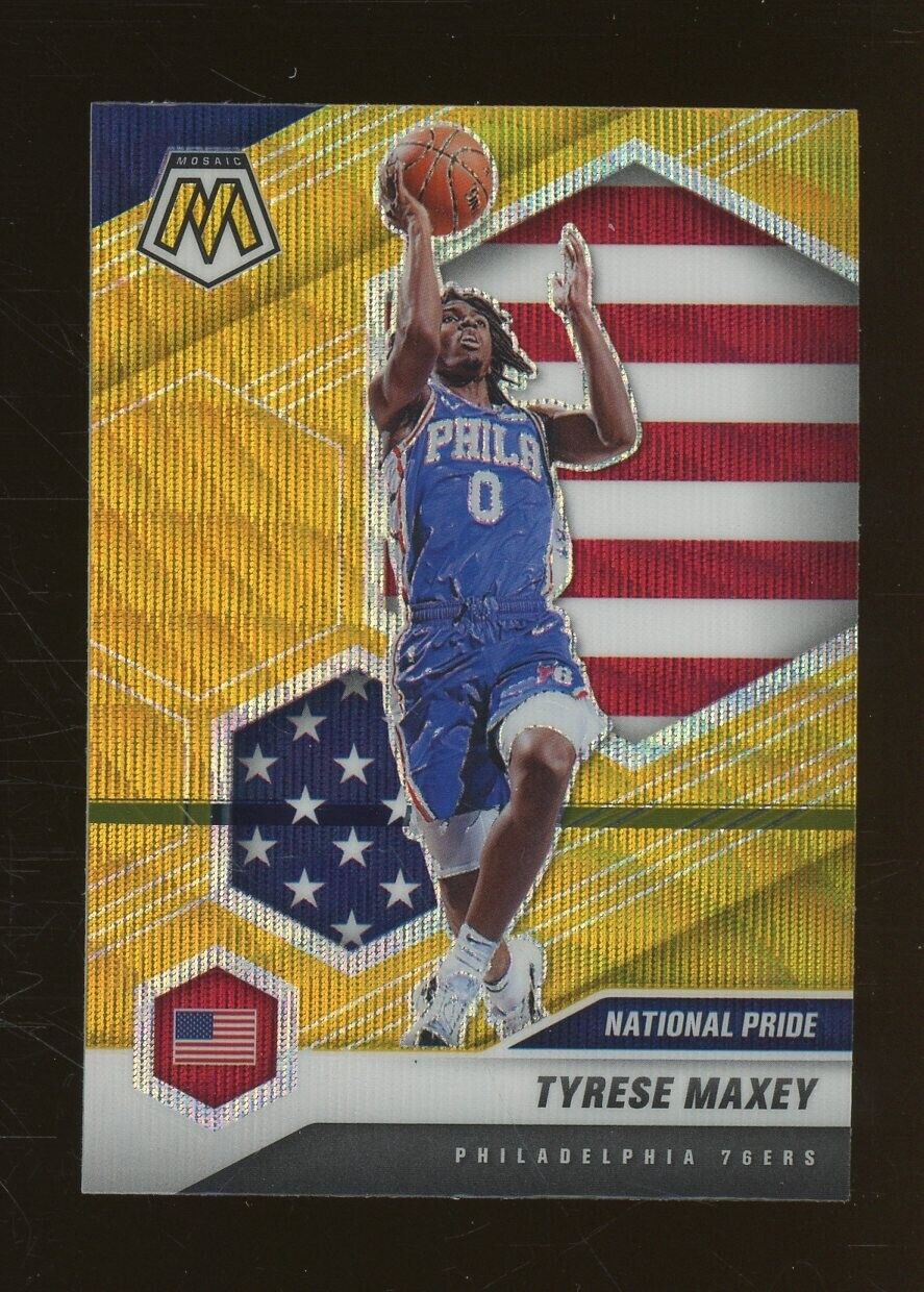 2020-21 Panini Mosaic Gold Wave Prizm #259 Tyrese Maxey 76ers RC Rookie