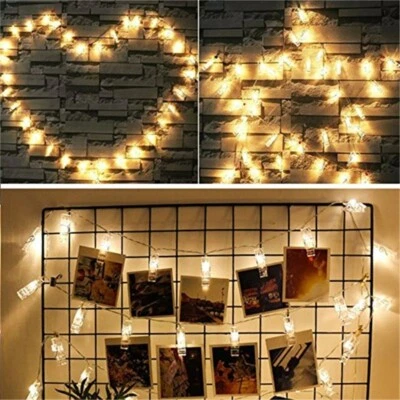 Photo Clip Holder Fairy String Lights Wedding 10LED Birthday Bedroom Living Room - Image 1 of 4