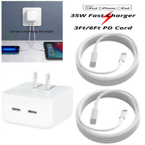 35W USB C Power Adapter Cube PD Fast Charger Cable For iPhone 11 12 13 Pro iPad