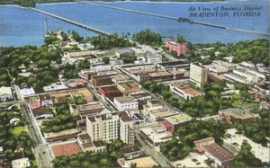Postal Florida Bradenton Vista Aérea Distrito de Negocios Lino No Como Nuevo Años 1940 - Imagen 1 de 1