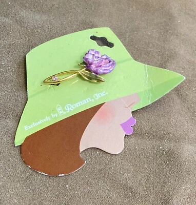 Broche Pin Rosa Rosa Tono Dorado Estrás Romano, Inc C112-16 Foto 1 de 2