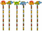 6 Dinosaur Pencils & Eraser Toppers - Rubbers Loot/Party Bag Fillers Wedding/Kid