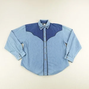 Vintage Rough Rider Circle T Shirt Womens Medium Chambray Frontier Western Top ^ - Picture 1 of 10