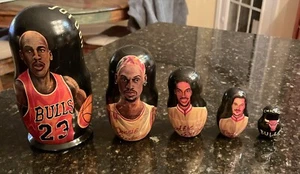 Chicago Bulls Russian Dolls 2001 Jordan With Pippen, Rodman, Kukoc, Bulls Rare - Picture 1 of 14