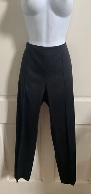 Neiman Marcus Exclusive NEW! Black Side Zipper High Rise Cotton Slim Pants Sz 8 - Image 1 of 4