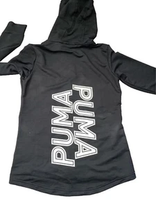 Puma Hoodie Keep You Dry Size XS Black Big Spell Out Junior Girl NEW - Picture 1 of 7