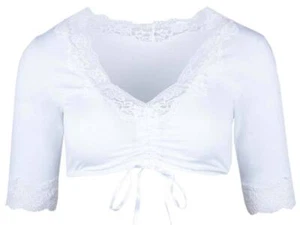 Nina von C Dirndlbluse Maria Jersey weiß Spitze V-Ausschnitt elastisch - Bild 1 von 11