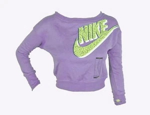 NWT Nike Big Girls' Small Seasonal SB Crew Sweatshirt Lavender/Volt Size XS-XL - Picture 1 of 2