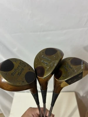 MacGregor Golf Tourney Persimmon 3 4 5 Wood Set Macgregor Pro Shaft Stiff Flex - Image 1 of 4