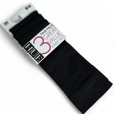 Hue Knee Hi Socks 3 Pair Pack One Size Fits Most Black Opaque - Imagem 1 de 3