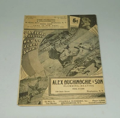 1938-1939 BINGHAMTON TRIPLETS VS N.Y. YANKEES BASEBALL PROGRAM GEHRIG DIMAGGIO - Image 1 of 4
