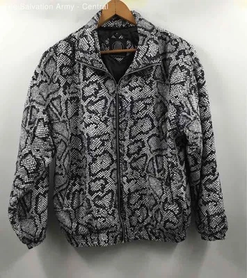 Jaqueta Bombardeiro Urban Outfitters Feminina Cinza Preta Estampa de Cobra Zíper Completo Tamanho M - Imagem 1 de 4