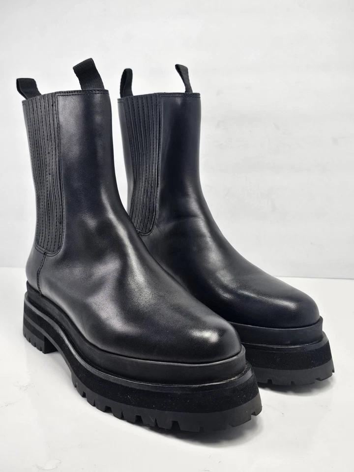 Botas de plataforma Loeffler Randall Toni Lug Sole para mujer talla 10 negras gruesas de combate Foto 1 de 4