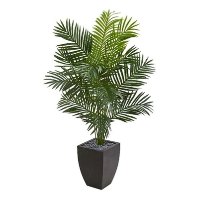 Palmera artificial Paradise casi natural de 66" en maceta negra en verde/negro Foto 1 de 3