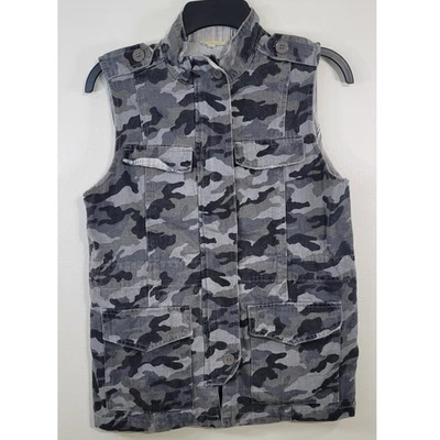 Chaleco Mystree Mujer Pequeño Camuflaje Gris Militar Tomboy Rockstar Grunge Punk Chaleco Foto 1 de 4
