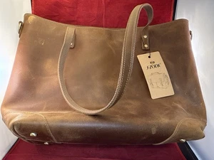 Sac fourre-tout bandoulière en cuir marron S-ZONE avec sangle amovible - Photo 1/12