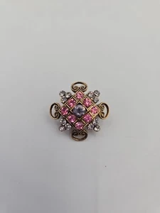 Vintage Coro Brosche Anstecknadel goldfarben filigran Strass - Bild 1 von 5