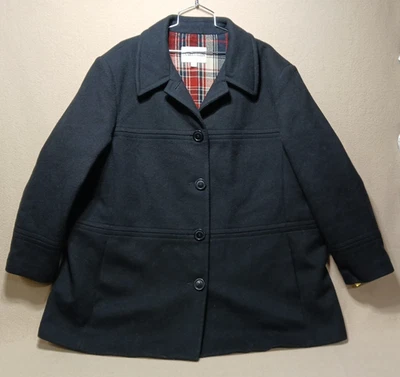 Abrigo Charles Klein Vintage 100% Lana Abrigo Negro Sólido Talla 22W Hecho en Ucrania Foto 1 de 4