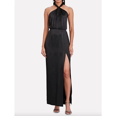 Vestido Maxi Feminino Intermix Claire Crepe Cetim Tamanho 8 Preto Halter Luxo Formal - Imagem 1 de 4