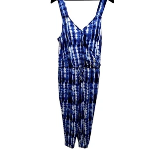 Skinnygirl Miranda Jersey Knit Blue Tie Dye Jumpsuit Size M - Picture 1 of 5
