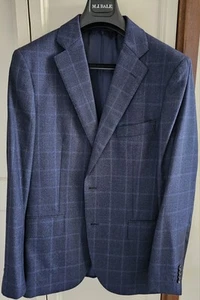 M.J. Bale Navy Check tailored suit. Jacket 42, Trousers 34 Slim Fit. - Picture 1 of 9
