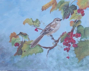 Tennessee Mockingbird on grapevine 8x10 reproduction print - Picture 1 of 1
