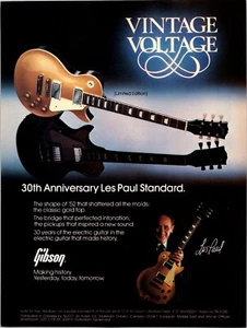 VINTAGE 1982 GIBSON VINTAGE VOLTAGE LES PAUL GUITARS PRINT AD - Picture 1 of 1