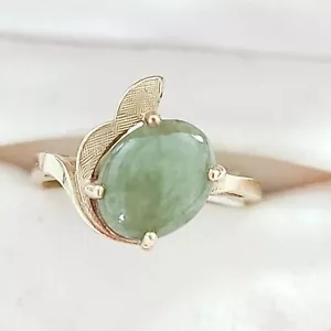 Vintage massiver 14K Gelbgold JADEIT Ring Größe 6,5 - Bild 1 von 12