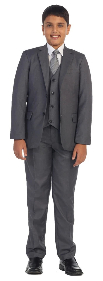 Magen Niños Niño Ajuste Ajustado Formal Novia 7 Piezas Conjunto Traje S1-18 Carbón 2 Botones 30A Foto 1 de 1