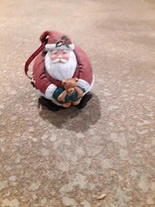 Santa Bear Round Christmas Ornament Hanging - Picture 1 of 3