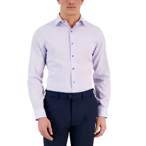 Alfani Men's Slim Fit Herringbone Dress Shirt B4HP - Picture 1 of 5