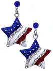 4Th Of July Usa American Flag Star Royal Blue Top Dot Dangle Post Earrings