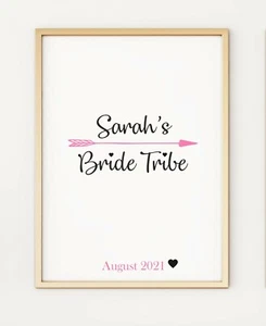 Impresión de póster personalizado de despedida de soltera de tribu de novia regalo de boda A4 PO142 - Imagen 1 de 1