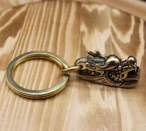Solid Brass Dragon Keychains Keyrings Brass Key Chain Pendant Key Holder - Picture 1 of 6