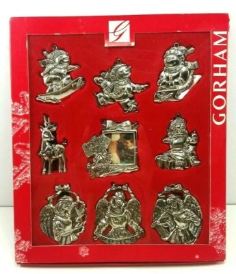 Gorham Plateado Plateado Adornos Navideños Sólidos Vacaciones Set De 9 Nuevos Foto 1 de 4