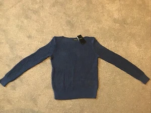 Lauren Ralph Lauren Pullover U-Boot-Ausschnitt Zopfmuster Blau In Damen Größe M BRANDNEU - Bild 1 von 5