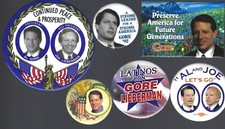 2000 AL GORE & JOE LIEBERMAN PRESIDENTIAL CAMPAIGN BUTTON GROUP C
