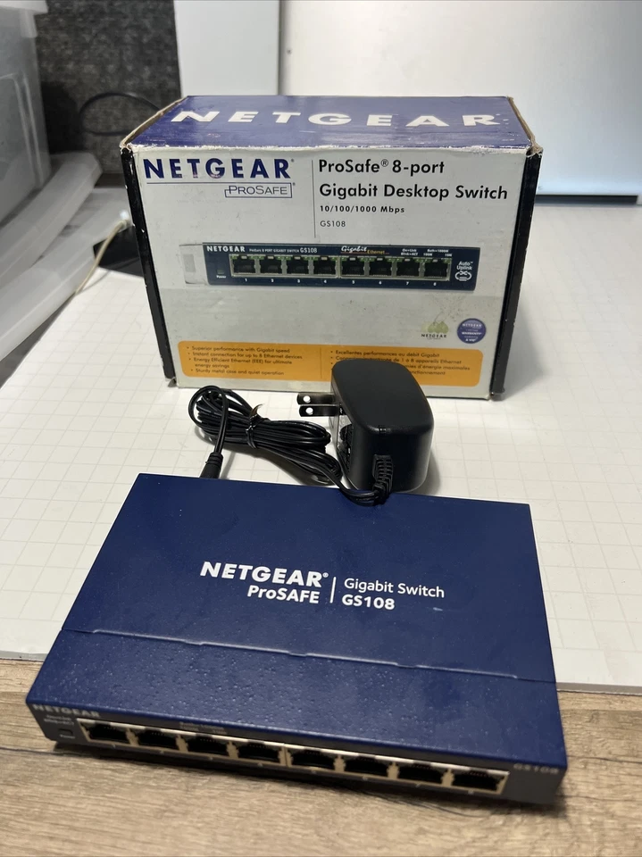 NETGEAR GS108 ProSafe 8 Port Gigabit Ethernet Switch & tp-link 5 Port Switch V4 - Image 1 of 4